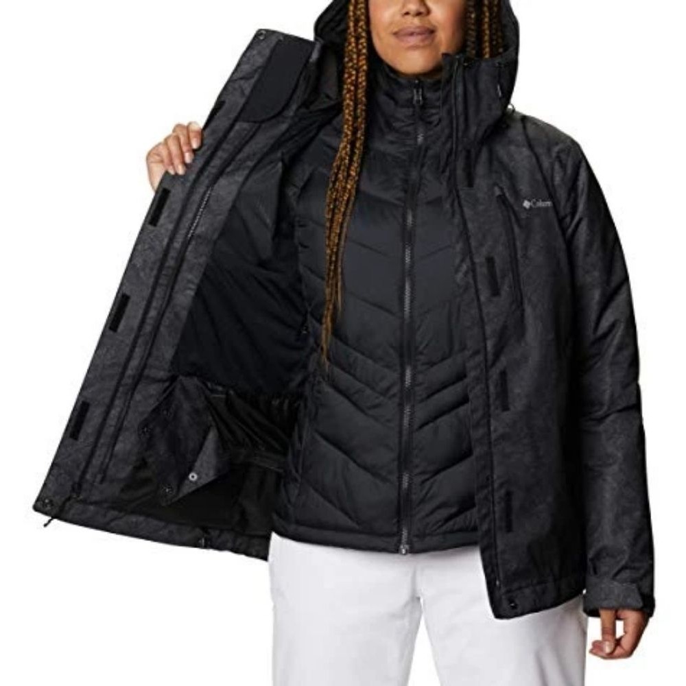 Columbia Womens 2XL Whirlibird IV Interchange Jacket Black Floral Plus Size Coat